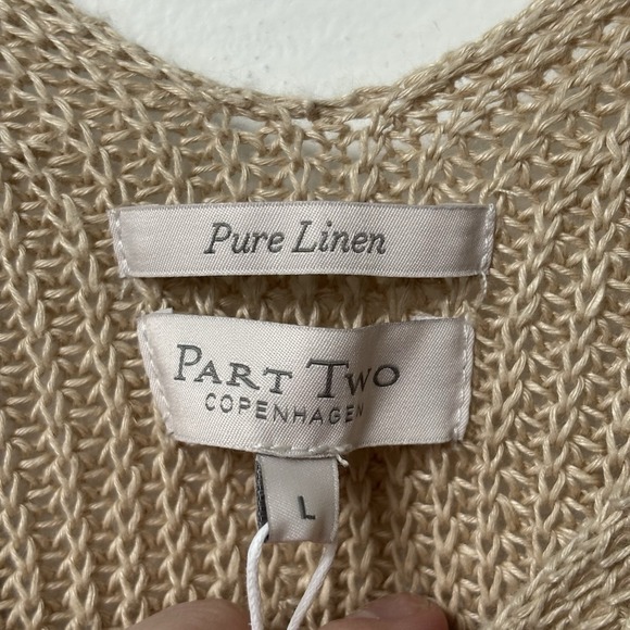 NWT Part Two Copenhagen Rebecca Knit Linen Tank Top Womens L Tan Boho Resortwear - Picture 5 of 10